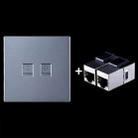 CAT.6 Shielded Pass-through Network Module, Dual Ports Panel + Shielded Pass-through (Grey) - 1