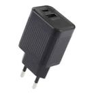 LZ-106A+C PD 20W USB-C/Type-C+QC 3.0 USB Ports Plaid Pattern Travel Charger, EU Plug(Black) - 1