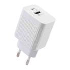 LZ-106A+C PD 20W USB-C/Type-C+QC 3.0 USB Ports Plaid Pattern Travel Charger, EU Plug(White) - 1