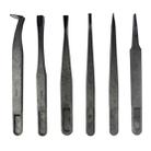 JF-S6in1 6 in 1 Anti-static Carbon Fiber Straight and Curved Tip Tweezers(Black) - 1