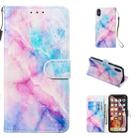 For iPhone X / XS Leather Protective Case(Blue Pink Marble) - 1