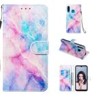 Leather Protective Case For Huawei P30 Lite(Blue Pink Marble) - 1