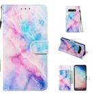 Leather Protective Case For Galaxy S10(Blue Pink Marble) - 1