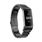 Three Beads Slingshot Buckle Solid Stainless Steel Watch Band for Fitbit Charge 4 (Black) - 1