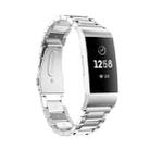 Three Beads Slingshot Buckle Solid Stainless Steel Watch Band for Fitbit Charge 4 (Silver) - 1