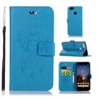 Wind Chime Owl Embossing Pattern Horizontal Flip Leather Case for Google Pixel 3a, with Holder & Card Slots & Wallet (Blue) - 1