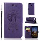 Wind Chime Owl Embossing Pattern Horizontal Flip Leather Case for Google Pixel 3a XL, with Holder & Card Slots & Wallet(Purple) - 1