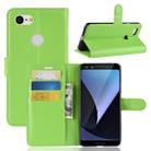 Litchi Texture Horizontal Flip Leather Case for Google Pixel 3, with Wallet & Holder & Card Slots (Green) - 1