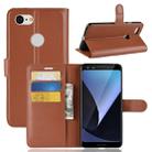 Litchi Texture Horizontal Flip Leather Case for Google Pixel 3, with Wallet & Holder & Card Slots (Brown) - 1