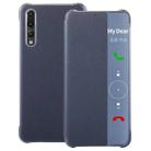 For Huawei P20 Pro Litchi Texture PC + PU Horizontal Flip Case with Smart View Winodw and Sleep Wake-up Function(Blue) - 1