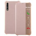 For Huawei P20 Pro Litchi Texture PC + PU Horizontal Flip Case with Smart View Winodw and Sleep Wake-up Function(Rose Gold) - 1