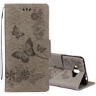 For Huawei  Mate 10 Vintage Embossed Floral Butterfly Pattern Horizontal Flip Leather Case with Card Slot & Holder & Wallet & Lanyard (Grey) - 1