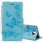 For Huawei  Mate 10 Vintage Embossed Floral Butterfly Pattern Horizontal Flip Leather Case with Card Slot & Holder & Wallet & Lanyard (Blue) - 1