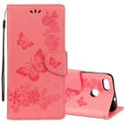 For Huawei  P9 Lite Mini Vintage Embossed Floral Butterfly Pattern Horizontal Flip Leather Case with Card Slot & Holder & Wallet & Lanyard (Pink) - 1