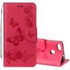 For Huawei  P9 Lite Mini Vintage Embossed Floral Butterfly Pattern Horizontal Flip Leather Case with Card Slot & Holder & Wallet & Lanyard (Red) - 1