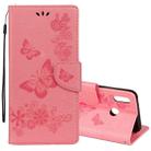 For Huawei  P20 Lite Vintage Embossed Floral Butterfly Pattern Horizontal Flip Leather Case with Card Slot & Holder & Wallet & Lanyard (Pink) - 1