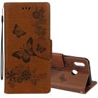 For Huawei  P20 Lite Vintage Embossed Floral Butterfly Pattern Horizontal Flip Leather Case with Card Slot & Holder & Wallet & Lanyard (Brown) - 1