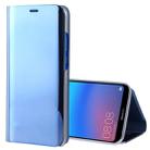 For Huawei P20 Lite Electroplating Mirror Horizontal Flip Leather Case with Holder (Blue) - 1