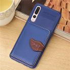 Leaf Style Magnetic Leather Case for Huawei P20 Pro, with Holder & Card Slots & Wallet & Photo Frame (Dark Blue) - 1