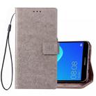 Lucky Clover Pressed Flowers Pattern Leather Case for Huawei Y5 Prime (2018), with Holder & Card Slots & Wallet & Hand Strap (Grey) - 1