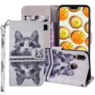 Cat In The Mirror Pattern Colored Drawing Horizontal Flip Leather Case for Huawei P20 Lite, with Holder & Card Slots & Wallet & Lanyard - 1