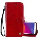 Business Style Oil Wax Texture Horizontal Flip Leather Case for Huawei Honor 7C / Enjoy 8 / Y7 (2018) / Y7 Prime (2018) / Nova 2 Lite, with Holder & Card Slots & Wallet(Red) - 1