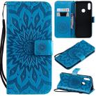 Sun Embossing Pattern Horizontal Flip Leather Case for Huawei Honor Play 8A / Y6 (2019), with Card Slot & Holder & Wallet & Lanyard (Blue) - 1