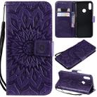 Sun Embossing Pattern Horizontal Flip Leather Case for Huawei Honor Play 8A / Y6 (2019), with Card Slot & Holder & Wallet & Lanyard (Purple) - 1