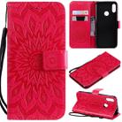 Sun Embossing Pattern Horizontal Flip Leather Case for Huawei Honor Play 8A / Y6 (2019), with Card Slot & Holder & Wallet & Lanyard (Red) - 1