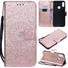 Sun Embossing Pattern Horizontal Flip Leather Case for Huawei Honor Play 8A / Y6 (2019), with Card Slot & Holder & Wallet & Lanyard (Rose Gold) - 1