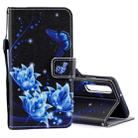 Blue Flower Pattern Horizontal Flip Leather Case for Huawei P30, with Holder & Card Slots & Wallet - 1