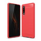 Brushed Texture Carbon Fiber Shockproof TPU Case for Huawei P30 (Red) - 1