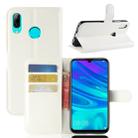 Litchi Texture Horizontal Flip Leather Case for Huawei Y7 2019, with Wallet & Holder & Card Slots (White) - 1