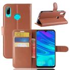 Litchi Texture Horizontal Flip Leather Case for Huawei Y7 2019, with Wallet & Holder & Card Slots (Brown) - 1