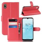 Litchi Texture Horizontal Flip Leather Case for Huawei Y5 2019, with Wallet & Holder & Card Slots (Red) - 1