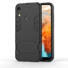 Shockproof PC + TPU Case for Huawei Y6 (2019), with Holder (Black) - 1