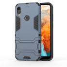 Shockproof PC + TPU Case for Huawei Y6 (2019), with Holder (Navy Blue) - 1