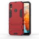 Shockproof PC + TPU Case for Huawei Y6 (2019), with Holder (Red) - 1