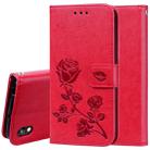 Rose Embossed Horizontal Flip PU Leather Case for Huawei Honor 8S / Y5 (2019), with Holder & Card Slots & Wallet (Red) - 1