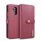 DG.MING Lambskin Detachable Horizontal Flip Magnetic Case for Huawei Mate 20 Lite / Maimang 7, with Holder & Card Slots & Wallet (Red) - 1