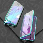 For Huawei Nova 5 Ultra Slim Double Sides Magnetic Adsorption Angular Frame Tempered Glass Magnet Flip Case(Green) - 1