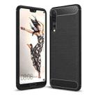 For Huawei  P20 Pro Brushed Texture Carbon Fiber Shockproof TPU Protective Back Case(Black) - 1