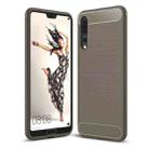 For Huawei  P20 Pro Brushed Texture Carbon Fiber Shockproof TPU Protective Back Case(Grey) - 1