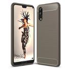 For Huawei  P20 Brushed Texture Carbon Fiber Shockproof TPU Protective Back Case(Grey) - 1