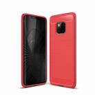 Brushed Texture Carbon Fiber Shockproof TPU Case for Huawei Mate 20 Pro (Red) - 1