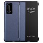 For Huawei P40 Pro PU Leather Horizontal Flip Case, with Caller ID Display & Sleep / Wake-up Function(Dark Blue) - 1