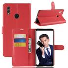 Litchi Texture Horizontal Flip Leather Case for Huawei Honor Note 10, with Wallet & Holder & Card Slots(Red) - 1