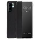 Litchi Texture PC + PU Horizontal Flip Case for Huawei P30 Pro, with Touch Call Display ID&Sleep/Wake-up Function (Black) - 1