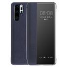 Litchi Texture PC + PU Horizontal Flip Case for Huawei P30 Pro, with Touch Call Display ID&Sleep/Wake-up Function (Blue) - 1