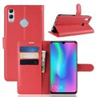 Llitchi Texture Horizontal Flip PU + TPU Leather Case for Huawei Honor 10 Lite, with Holder & Card Slots(Red) - 1